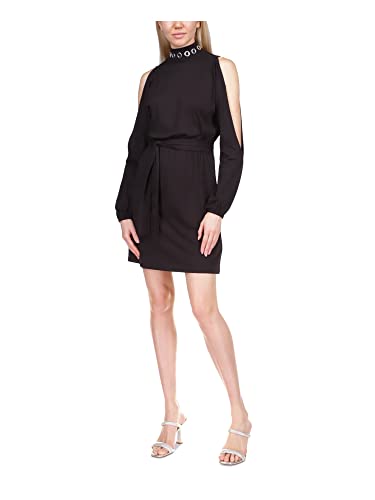 Michael Kors Mock Cold-Shoulder Mini Dress Black LG