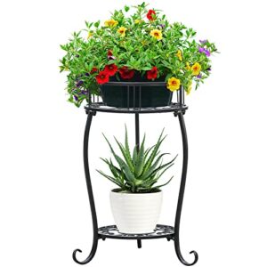 yengoth potted plant stand 2 tier metal flower pot stand anti-rust heavy duty plant holder shelf for home indoor outdoor