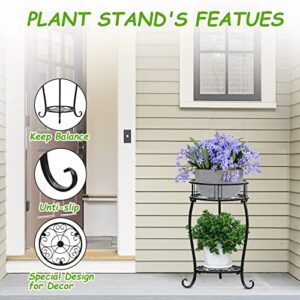 YENGOTH Potted Plant Stand 2 Tier Metal Flower Pot Stand Anti-Rust Heavy Duty Plant Holder Shelf for Home Indoor Outdoor