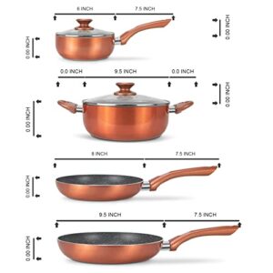 Kitchenware Pots & Pans Basic Kitchen Cookware Set (6-Piece), Nonstick Pots and Pans Set Non-Stick Coating,Multi-function Cookware Set Induction Bottom,Saucepan, Stock Pot, Frying Pan, Rose Gold