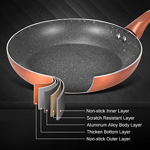 Kitchenware Pots & Pans Basic Kitchen Cookware Set (6-Piece), Nonstick Pots and Pans Set Non-Stick Coating,Multi-function Cookware Set Induction Bottom,Saucepan, Stock Pot, Frying Pan, Rose Gold