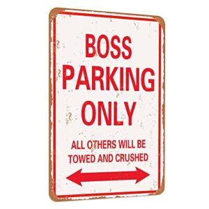 tchpax 12x8 - boss parking only vintage look funny mental tin sign-inches-aluminum