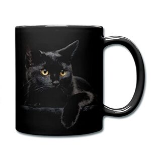 black cat - ceramic funny coffee mug - perfect cat lover gift - cute present - great birthday or valentines surprise (11oz)