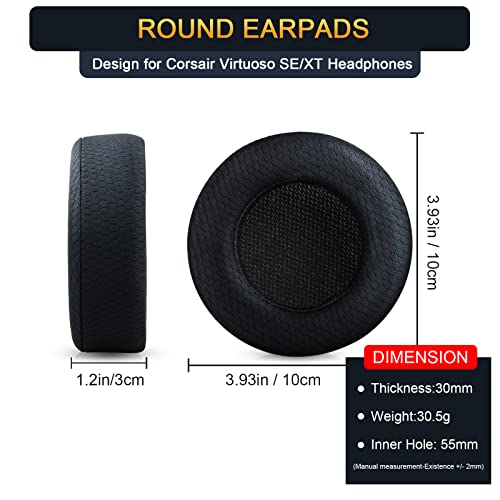 Upgraded Replacement Ear Pads Cushion for Corsair Virtuoso RGB Wireless SE XT Gaming Headset, Premium Fabric, Softer Memory Foam, Added Thickness (Fabric Black)