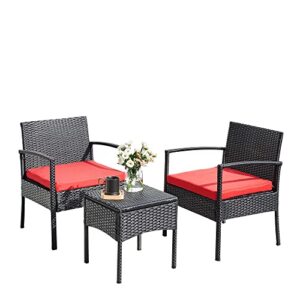moowind balcony furniture front porch bistro set 3 piece outdoor small patio chairs conversation set rattan wicker for backyard pool garden lawn