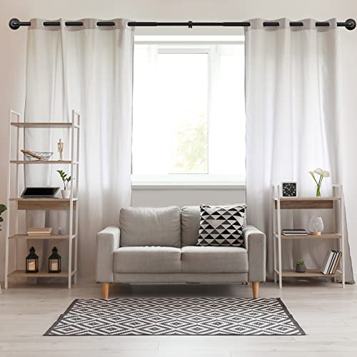 Rustic Curtain Rod, Industrial Curtain Rods for Windows 28 to 48 Inches, Blackout Wrap Around Curtain Rod, for Indoor and Outdoor, Simple Modern Design, 28 to 48 Inches, Black