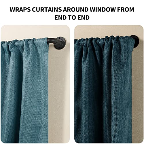 Rustic Curtain Rod, Industrial Curtain Rods for Windows 28 to 48 Inches, Blackout Wrap Around Curtain Rod, for Indoor and Outdoor, Simple Modern Design, 28 to 48 Inches, Black