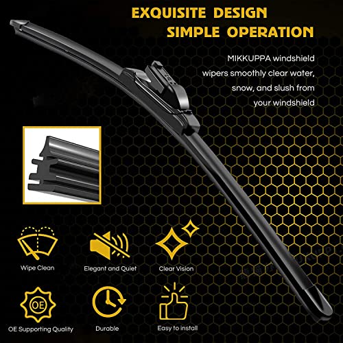 MIKKUPPA Windshield Wiper Blades - Wipers Blade Replace for 2005-2012 Volvo S40, 2010-2019 S60, 2006-2016 S80, 26" + 20" Windshield Wipers for Driver, Passenger Blade Top Lock