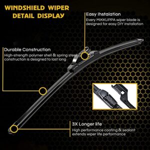 MIKKUPPA Windshield Wiper Blades - Wipers Blade Replace for 2005-2012 Volvo S40, 2010-2019 S60, 2006-2016 S80, 26" + 20" Windshield Wipers for Driver, Passenger Blade Top Lock