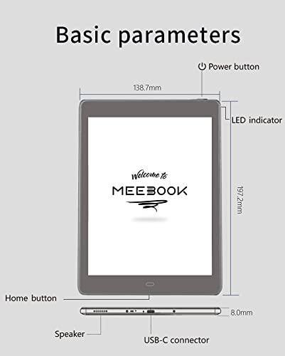 Meebook E-Reader P78 Pro | 7.8”Eink Carta Screen 300PPI | Support Hand Writing | Adjustable Smart Light | Android 11 | Quad Core | Micro-SD Slot | Support Google Play Store | 3GB+32GB | Grey