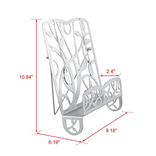 Recipe Book Holder -Book Stands for Display Cookbook Rack Cookbook Holder Stand with Metal Book Holder Bible Stand Recipe Stand Art Display (Stainless Steel)