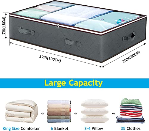 Budding Joy 90L Under Bed Storage Containers, Closet Organizers and Storage Bins, Underbed Storage Bags with Clear Window for Blankets, Sheets, Pillows, Dorm Room, Holiday Wrapping Paper Storage