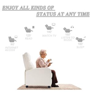 TYNB Lazy Boy Recliner, Massage Recliner with PU Leather Padded Seat Backrest Recliner Chair for Living Room Sofa Reading Chair Home Theater Seating Modern Reclining Chair Easy Lounge, Beige