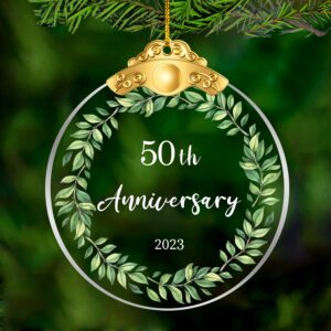 50 years as mr. & mrs. christmas glass ornament 2023 - christmas ornament gift for fifty 50 years couple husband & wife married - holiday decoration gift for 50th wedding anniversary - (50 years)