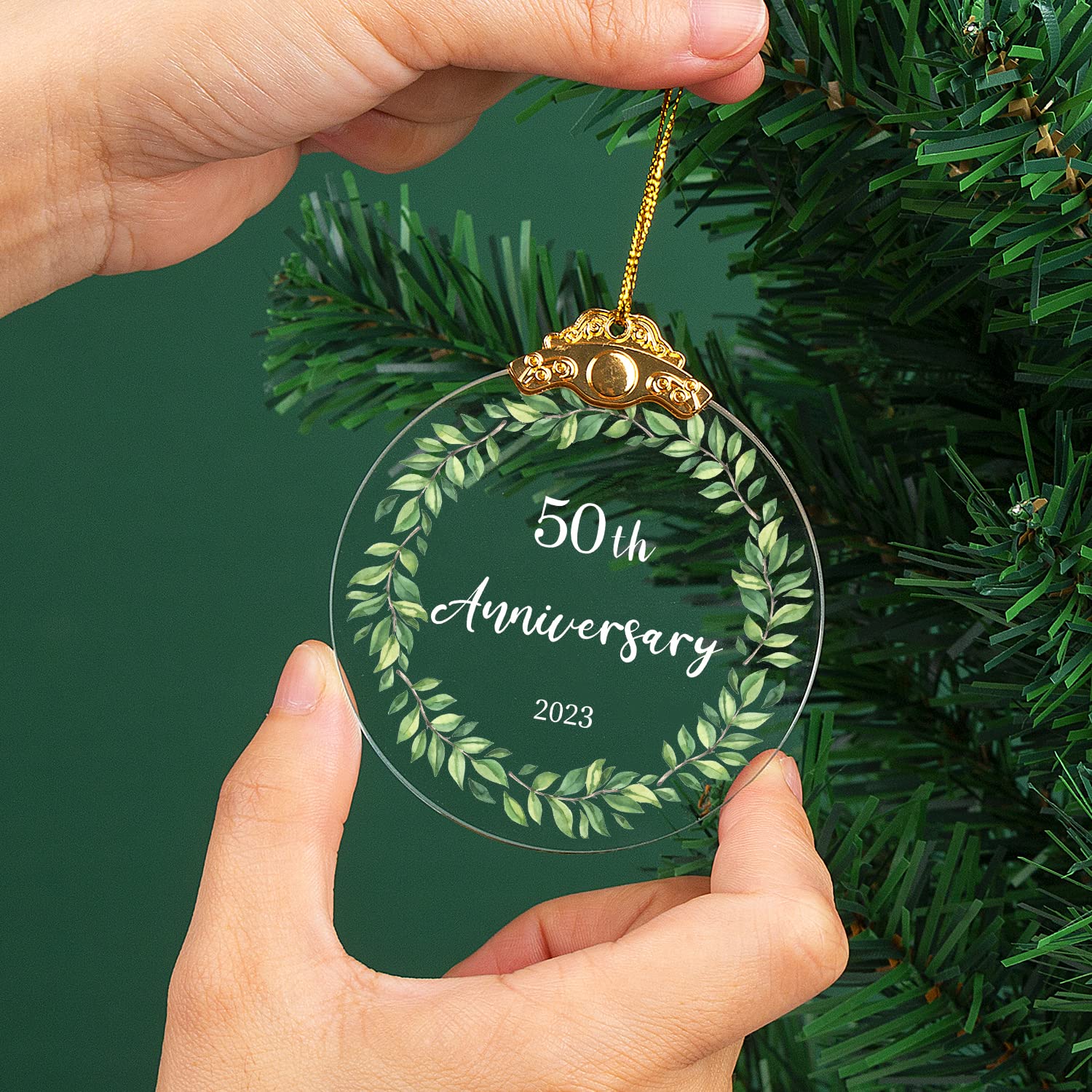 50 Years As Mr. & Mrs. Christmas Glass Ornament 2023 - Christmas Ornament Gift for Fifty 50 Years Couple Husband & Wife Married - Holiday Decoration Gift for 50th Wedding Anniversary - (50 Years)