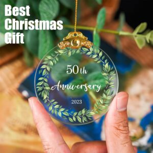 50 Years As Mr. & Mrs. Christmas Glass Ornament 2023 - Christmas Ornament Gift for Fifty 50 Years Couple Husband & Wife Married - Holiday Decoration Gift for 50th Wedding Anniversary - (50 Years)