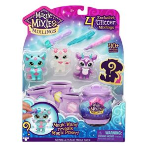 Magic Mixies Mixlings Sparkle Magic Mega 4 Pack, Magic Wand Reveals Magic Power, for Kids Aged 5 and Up, Multicolor