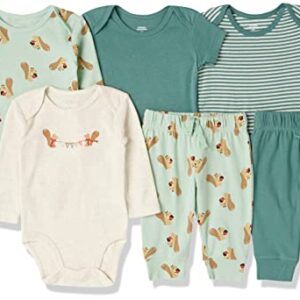 Amazon Essentials Unisex Babies' Cotton Layette Outfit Sets, Pack of 6, Multicolor/Squirrel/Stripe, Preemie