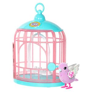 little live pets - lil' bird & bird cage: polly pearl, new light up wings with 20 + sounds, and reacts to touch