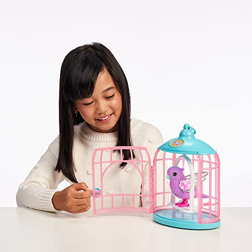 Little Live Pets - Lil' Bird & Bird Cage: Polly Pearl, New Light Up Wings with 20 + Sounds, and Reacts to Touch