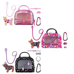 real littles - 3 collectible micro puppy carriers with 3 micro puppies and 15 micro working surprises inside!