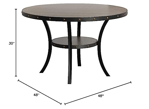 New Classic FURNITURE Classic Furniture Crispin Solid Wood Round Dining Table, 48-Inch, Gray