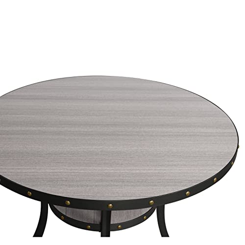 New Classic FURNITURE Classic Furniture Crispin Solid Wood Round Dining Table, 48-Inch, Gray