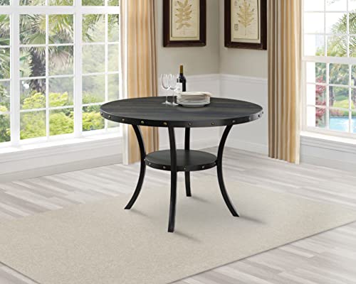 New Classic FURNITURE Classic Furniture Crispin Solid Wood Round Dining Table, 48-Inch, Gray