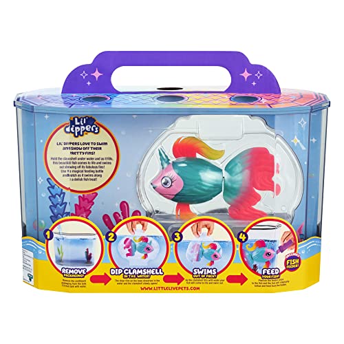 Little Live Pets - Lil' Dippers: Fantasea | Interactive Toy Fish & Tank, Magically Comes Alive in Water, Feed and Swims Like A Real Fish