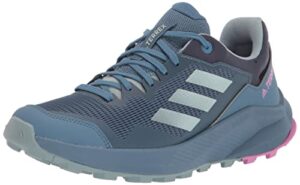 adidas women's terrex trailrider trail running shoe, wonder steel/magic grey met/pulse lilac, 8