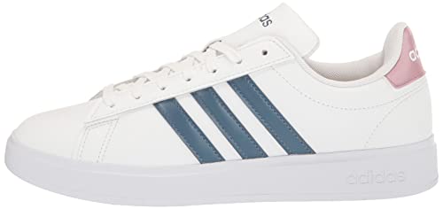 adidas Women's Grand Court 2.0 Tennis Shoe, White/Wonder Steel/Magic Mauve, 7.5