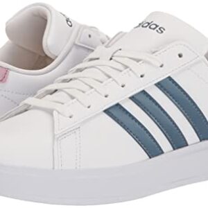 adidas Women's Grand Court 2.0 Tennis Shoe, White/Wonder Steel/Magic Mauve, 7.5