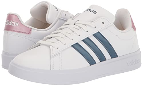 adidas Women's Grand Court 2.0 Tennis Shoe, White/Wonder Steel/Magic Mauve, 7.5