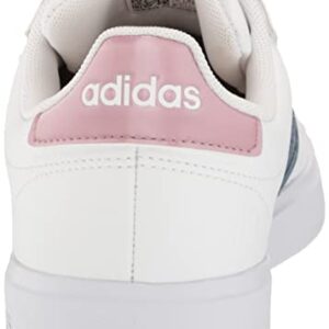 adidas Women's Grand Court 2.0 Tennis Shoe, White/Wonder Steel/Magic Mauve, 7.5