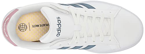 adidas Women's Grand Court 2.0 Tennis Shoe, White/Wonder Steel/Magic Mauve, 7.5