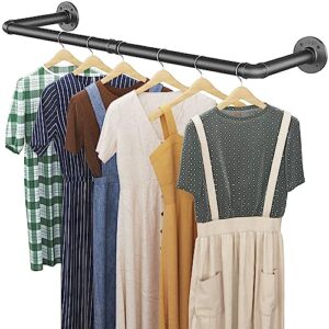 bodato industrial clothing rack 38.4'' for wall, heavy duty pipe clothes rack wall mounted for hanging clothes garment, closet rod hanging bar for walk-in closet