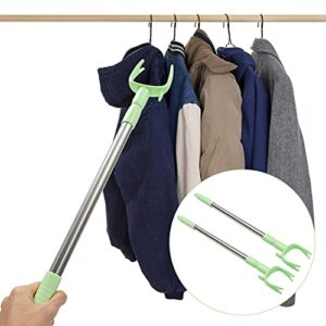 BESPORTBLE Curtain Rod Hooks 2pcs Stainless Steel Clothesline Props Adjustable Clothes Rods Dressing Stick Clothes Drying Pole Outdoor Coat Hanger for Clothes Metal Hangers