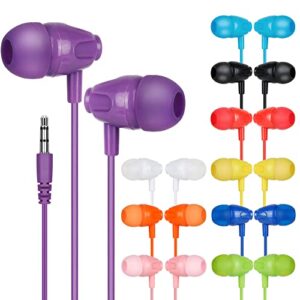 tjzxgui kids bulk earbud headphones 50 pack multi colored,individually bagged,wholesale disposable earphones perfect for school classroom libraries students (50mixed)
