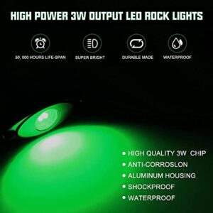 SUNPIE 8 Pods Green LED Rock Lights with Extension Wires for Off Road Truck Car ATV SUV UTV Motorcycle Under Body Glow Light Lamp Fender Lighting, 32-4/5Ft Extension Wires Provided