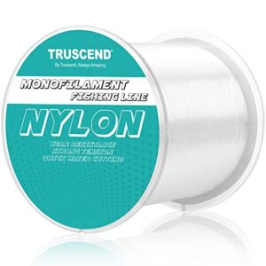truscend monofilament fishing line, superior nylon low memory fishing line, excellent casting, exceptional strength and abrasion resistance mono line, ties strong knots, 16lb/0.3mm/547yds
