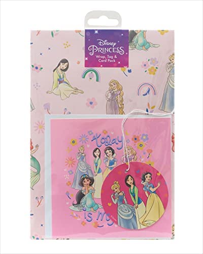 Disney Princess Gift Wrap and Gift Tag and Card 1 Count (Pack of 1)