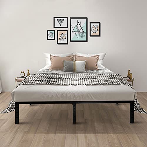 AMSEJOPS Heavy Duty Queen Bed Frame, 16 Inches Tall Metal Platform Bedframe with Storage, No Box Spring Needed, Noise-Free, Easy Assembly, 3500lbs Steel Slat Support…