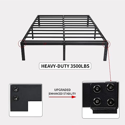 AMSEJOPS Heavy Duty Queen Bed Frame, 16 Inches Tall Metal Platform Bedframe with Storage, No Box Spring Needed, Noise-Free, Easy Assembly, 3500lbs Steel Slat Support…