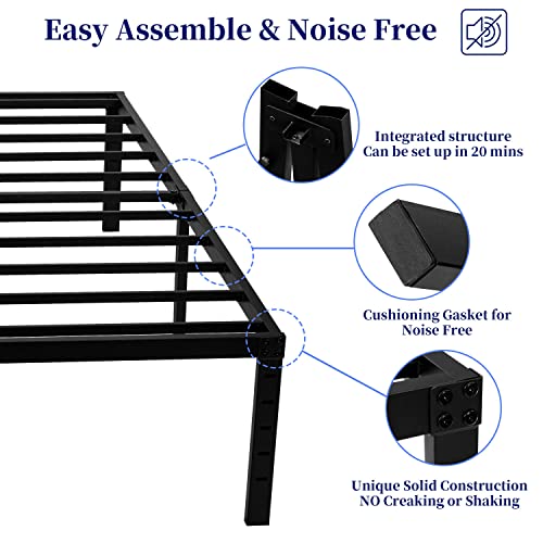 AMSEJOPS Heavy Duty Queen Bed Frame, 16 Inches Tall Metal Platform Bedframe with Storage, No Box Spring Needed, Noise-Free, Easy Assembly, 3500lbs Steel Slat Support…