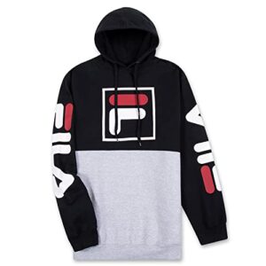 fila big and tall hoodie for men – fleece men’s hoodie, sweatshirt for men black/heather grey