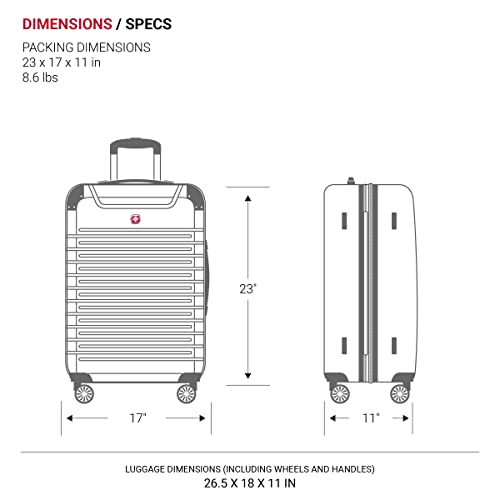 SwissGear 7782 Hardside Expandable Luggage with Spinner Wheels, Silver, Checked-Medium 24-Inch