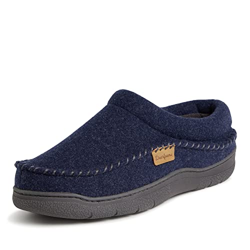 Dearfoams mens Thompson Memory Foam Clog Slipper, Navy (Wool), Large US