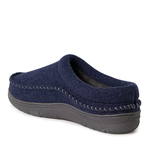 Dearfoams mens Thompson Memory Foam Clog Slipper, Navy (Wool), Large US