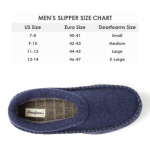 Dearfoams mens Thompson Memory Foam Clog Slipper, Navy (Wool), Large US