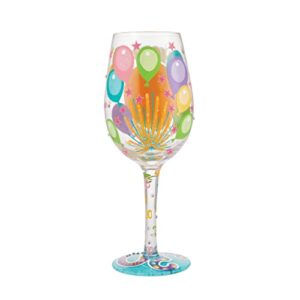 Enesco Designs by Lolita Happy 30th Birthday Hand-Painted Artisan Wine Glass, 1 Count (Pack of 1), Multicolor